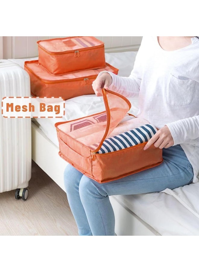 TRAVEL 6pcs Lightweight Packing Cubes – Convenient and Organized Luggage Solution for Clothes, Shoes & Toiletries-orange - Image 5